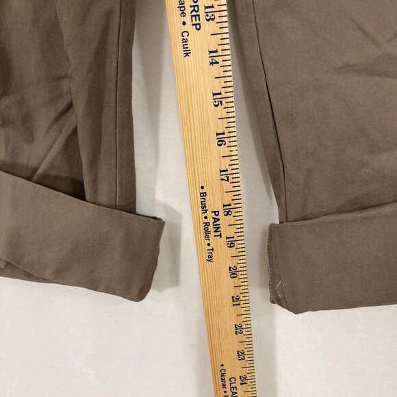New Sigrid Olsen size 12 Brown Cotton Belted Rolled Hem Capri Pants - Picture 6 of 11